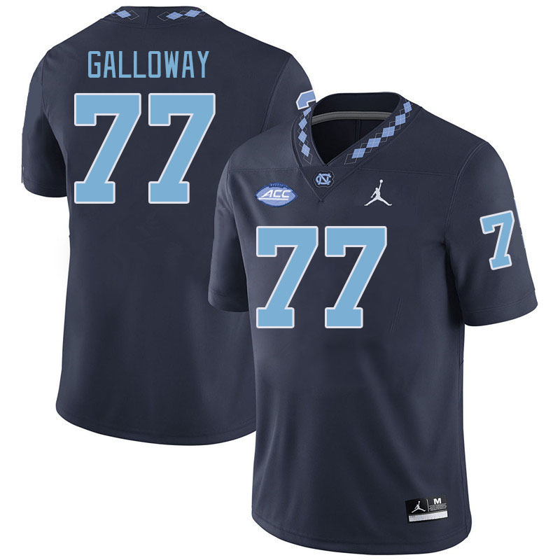 Men #77 Hayes Galloway North Carolina Tar Heels College Football Jerseys Stitched-Navy